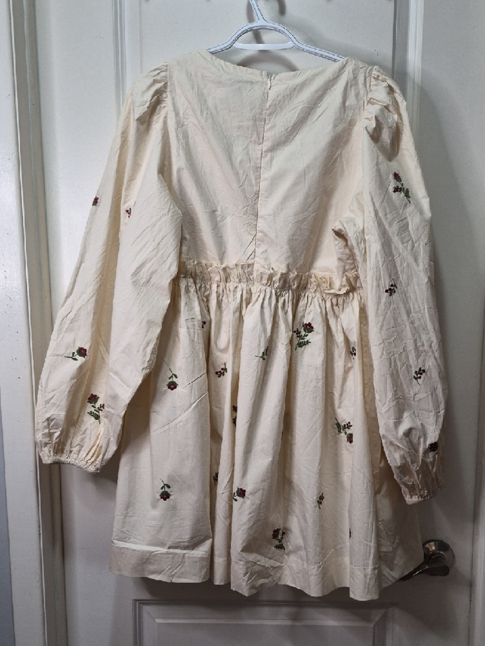 MABLE Cream Mini Dress with Red Floral Embroidery - Picture 7 of 9